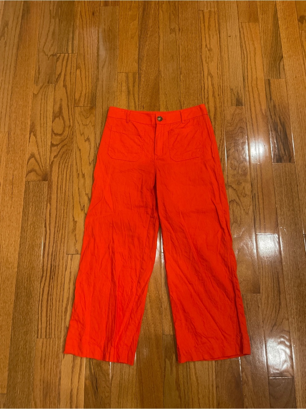 LOFT The Palmer Wide Leg Orange Red Cropped Ankle Pants Women's Size 4